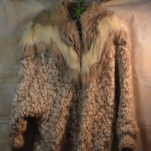 Leather, knit coat SZ M by Norma